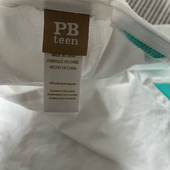 Pottery Barn -2 cushions in white and teal ribbon from PBTEEN collection - Picture 5 of 6